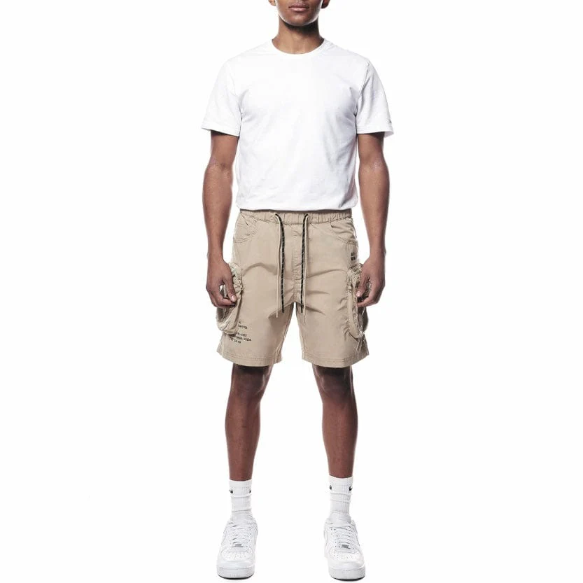 Smoke Rise Printed Nylon Utility Short (Khaki) WS23182 - Image 4