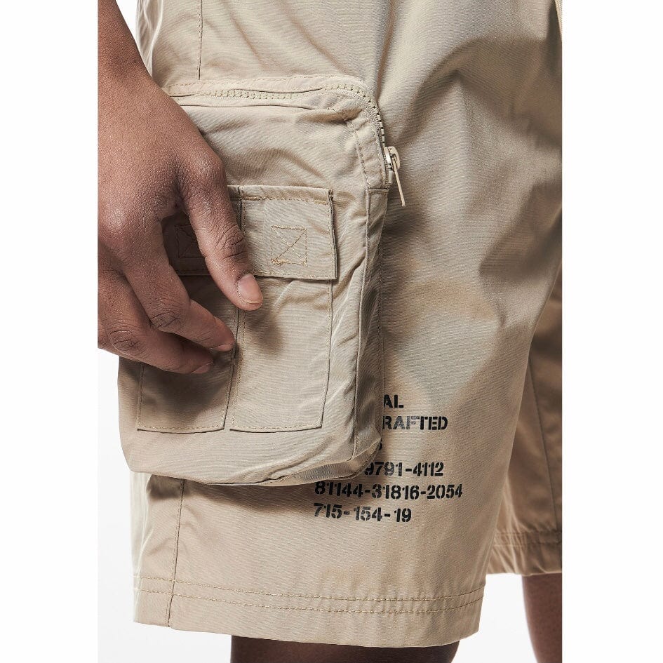 Smoke Rise Printed Nylon Utility Short (Khaki) WS23182 - Image 7