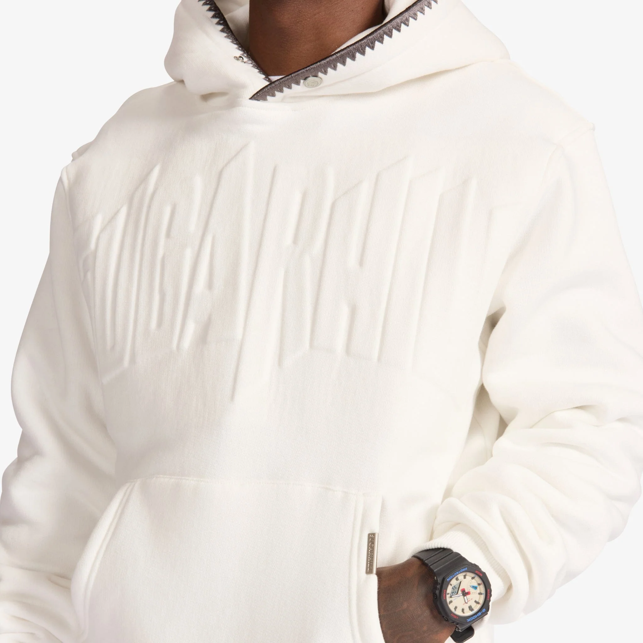 "Staring" Embossed Hoodie (white) - Image 5
