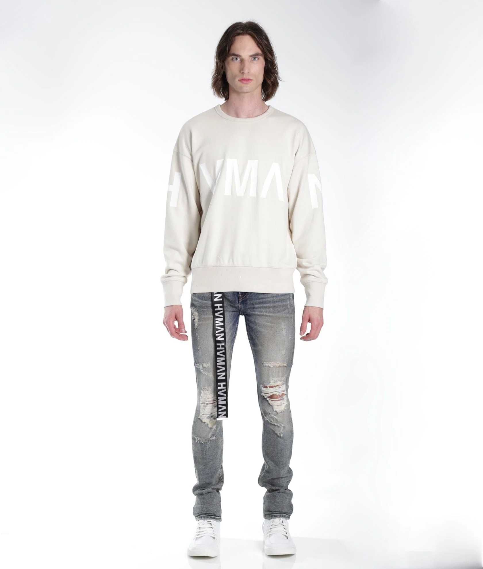 STRAT SUPER SKINNY FIT JEAN w/BLACK BELT IN ALLOY 2 - Image 2