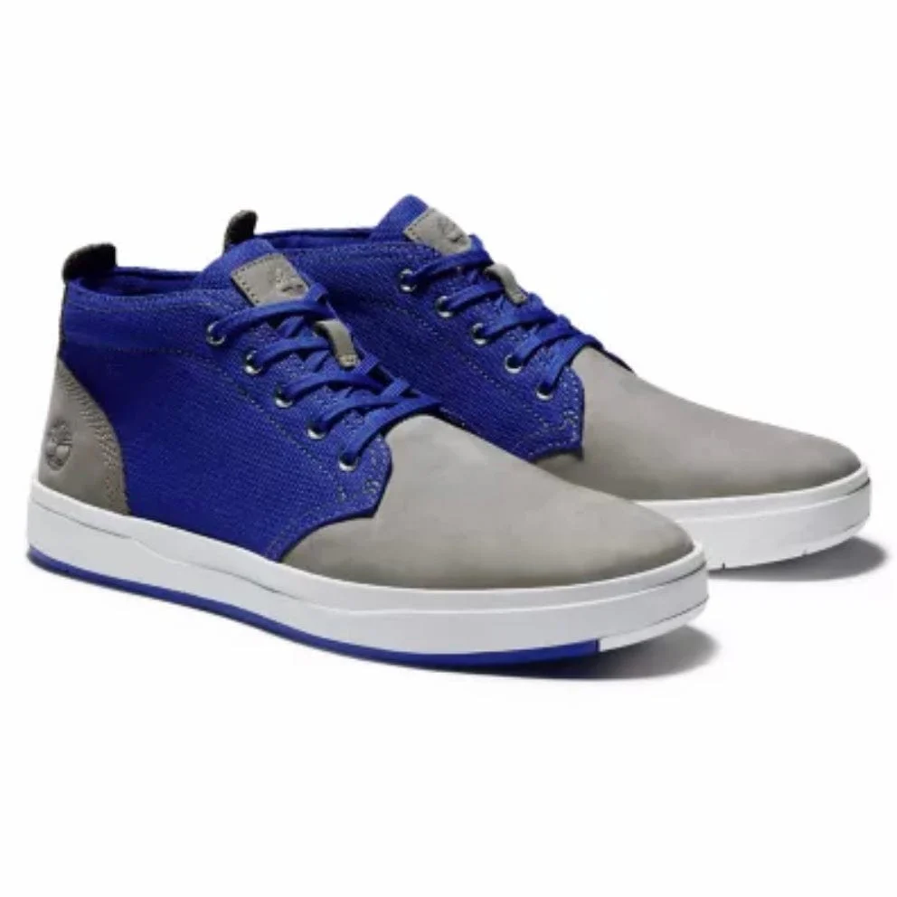 Timberland Davis Square Mixed-Media Chukka Shoes (Grey Nubuck/Blue) A2J7Z030 - Image 4