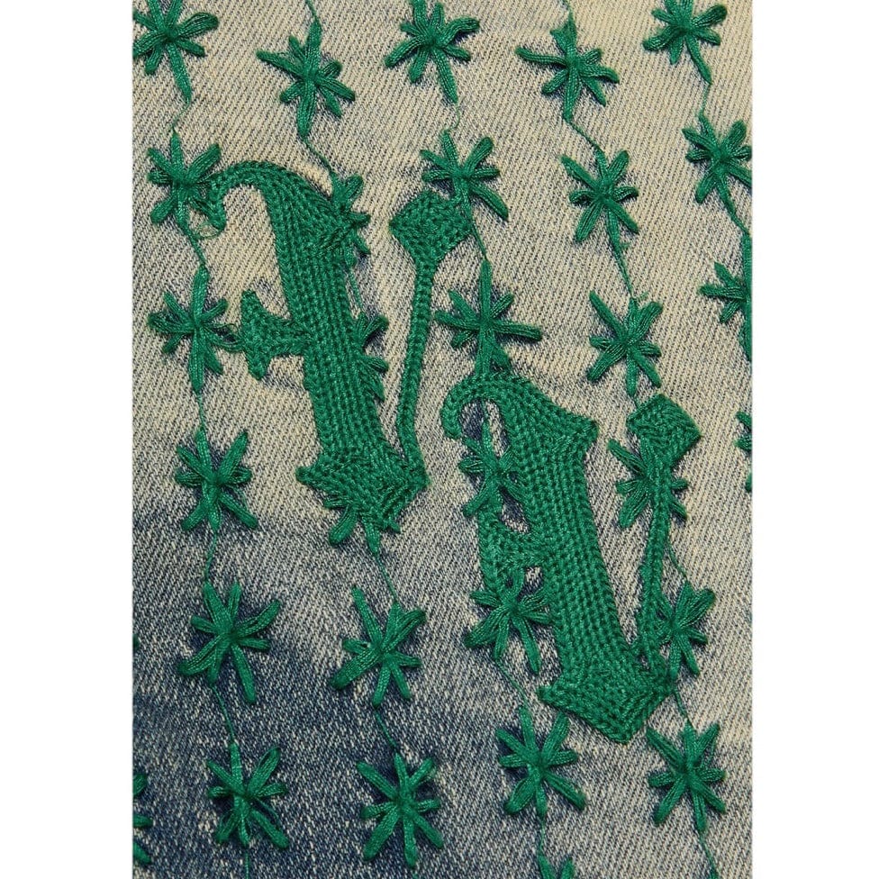 Valabasas Asterisk Stacked Flare Jean (Blue/Green) VLBS1101623 - Image 4