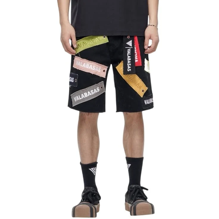 Valabasas Banner Denim Shorts (Jet Black) VLBS-VSH2-1031