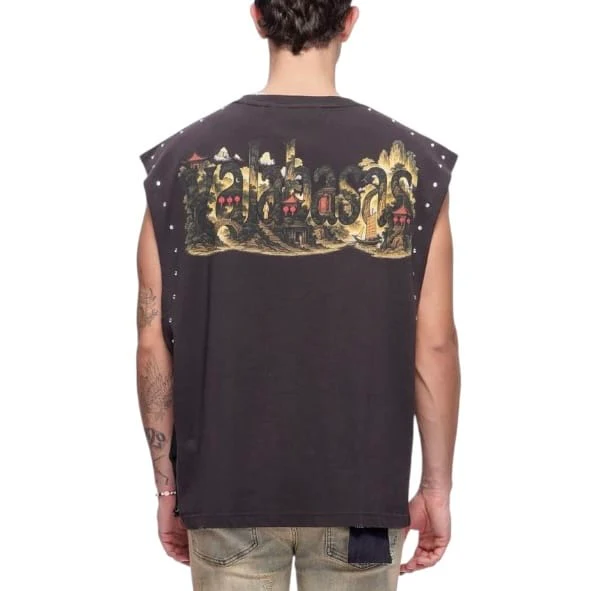 Valabasas Ember Glyph Cut Off Sleeveless Tee (Washed Black) VLBS-VT5-1004 - Image 4