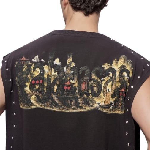 Valabasas Ember Glyph Cut Off Sleeveless Tee (Washed Black) VLBS-VT5-1004 - Image 6
