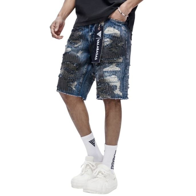 Valabasas Incise Denim Shorts (Dark Blue) VLBS-VSH1-1009 - Image 2