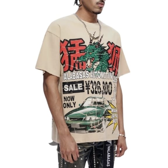 Valabasas Japanese Motors Tee (Beige) VLBS-VT1-1102 - Image 2