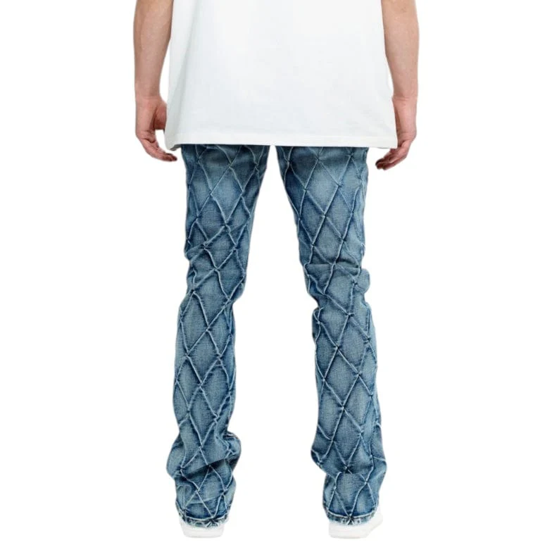 Valabasas Tired Stacked Denim Jean (Blue Washed) VLBS-VJ3-1002 - Image 4