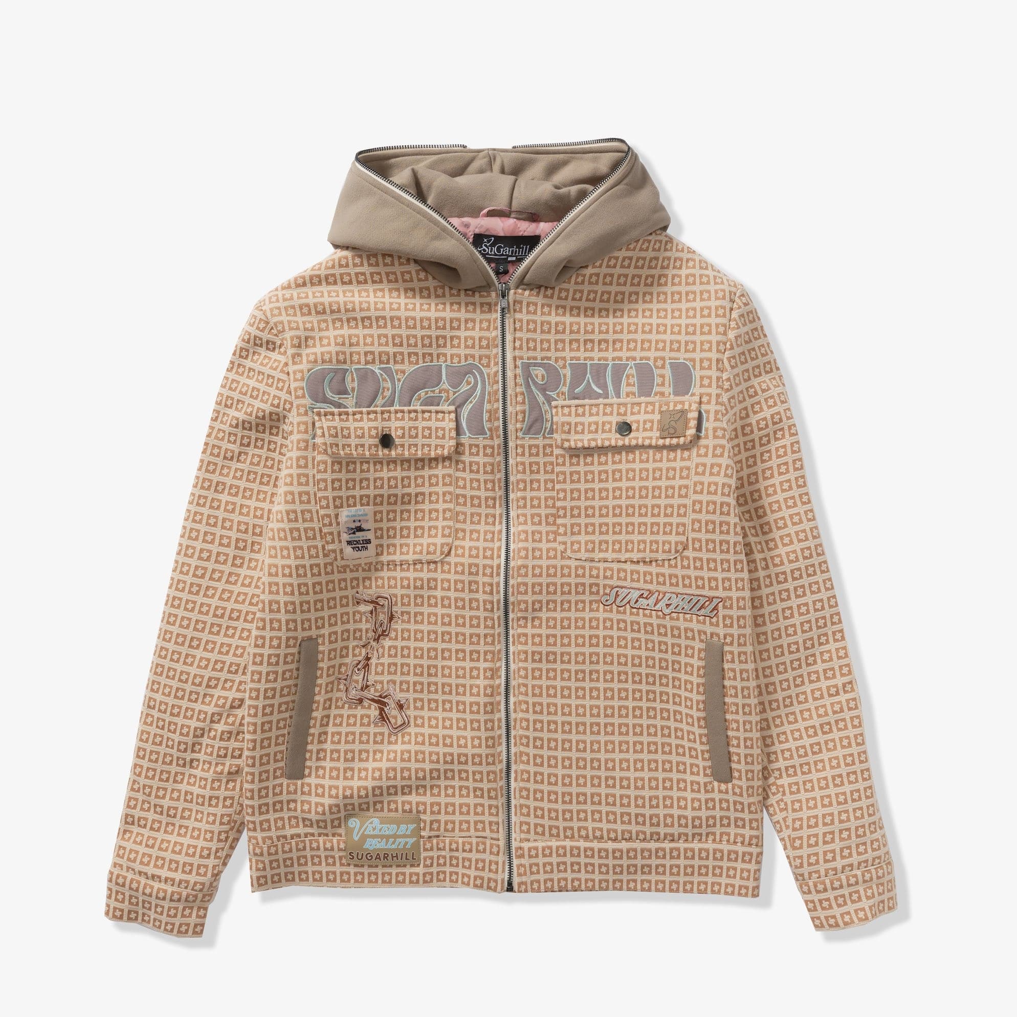 "Vexed" Hooded Jacket (brown jacquard) - Image 3